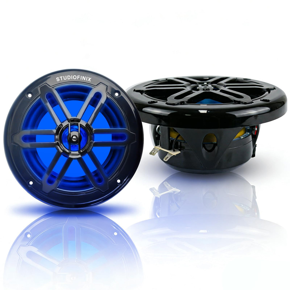 STUDIOFINIX 5.25 Inch 500W Marine Speakers with LED Lights -2 Way Weather Resistant Boat Speakers Perfect for Boats, ATVs, UTVs （Pair,Black）