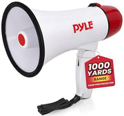 Pyle 20W Megaphone Bullhorn - 5.4'' x 8.6'' Portable Megaphone, Projection Range 1000 Sq. Yards, Voice Talking & Siren Alert, Shoulder Strap, Battery Operated, (White)