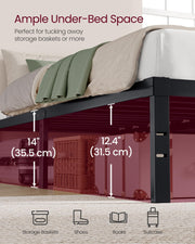 VASAGLE King Metal Bed Frame, 14 Inches Tall, 1100 lb Weight Capacity | Heavy-Duty Platform Bed, No Box Spring Needed, Under-Bed Storage, Mattress Retainers, Easy Setup, URMB654BD02S