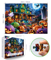 Halloween Puzzle 1000 Pieces for Adults, MisPuz Halloween Jigsaw Puzzles | Gothic Puzzle with Haunted Houses, Ghosts, Pumpkins, Black Cats for Game Night & Holiday Party Gifts