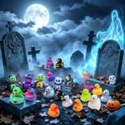 24 Pcs Halloween Party Favors Rubber Ducks,Baby Showers Accessories Bath Toys for Kids Halloween Decorations Trick or Treat Supplies Goodie Bag Fillers (Halloween Card)