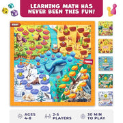 Number Hunter Math Board Game for Kids 5-7, 1st Grade & Kindergarten | Addition and subtraction game, STEM toy for 5+ year old, homeschool essentials, classroom learning, family game night