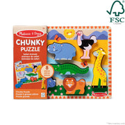 Melissa & Doug Safari Animals Wooden Chunky Puzzle 8-Piece Set | 8 Chunky Wooden Puzzle Pieces, Safari Animals, Skill Building Matching Pretend Play, Toddler Learning Toys for Kids, Ages 2+