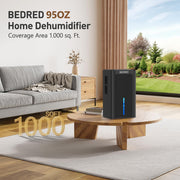 BEDRED Dehumidifier, 95Oz Dehumidifier for Home 1000 Sq.Ft | Quiet, Auto Shutoff, Sleep Mode, 7 Color Ambient Light for Bedroom, Bathroom, Basement (Black)