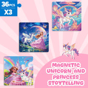 Homicozy Magnetic Puzzles for Toddler Kids 3-8, Unicorn Princess Travel Toy | 36-Piece Magnetic Puzzle for Kids Ages 3-5 4-6, Car Airplane Road Trip Activities, Quiet Screen-Free Game, Girl Birthday Gift