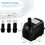 PULACO 400GPH Submersible Pump with 5 ft Tubing | 1500L/H 25Watt durable fountain water pump for Pond Fountain, Aquariums Fish Tank, Statuary, Hydroponics