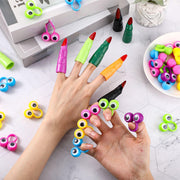 Zubebe 80 Pcs Halloween Witch Fingers Pointers and Googly Eye Rings Set | Fake Nail Covers for Reading, Wiggly Googly Eyeball Rings for Costume, Party Favors for Classroom Halloween Events Cosplay