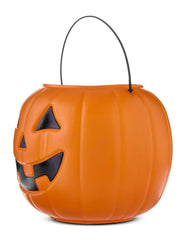 Halloween Pumpkin Treat Pail, Orange, 8", Trick or Treat, Decoration (Orange)