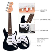 16 inch Guitar Musical Instrument Toy for Kids Boys Girls, 4 Strings Mini Guitar with Strap for Toddlers/ Beginner/ Children (Black)