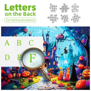 PuzzOne Halloween Puzzles for Adults 1000 Pieces Horror Haunted House | Halloween Night Castle Jigsaw Puzzle with Letters Spooky Scene with Pumpkins and Girls for Gifts Decor Dust Free, 27.5"x19.7"