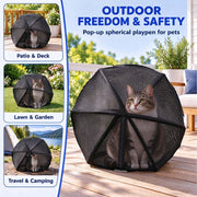 360°Panoramic Rolling Cat Playpen Cat Hamster Ball for Outside | Foldable Breathable Mesh Pet Playpen with Zipper, Portable Lightweight Ball Cage for Indoor Cats, Travel, Lawn & Backyard