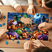 Halloween Puzzle 1000 Pieces for Adults, MisPuz Halloween Jigsaw Puzzles | Gothic Puzzle with Haunted Houses, Ghosts, Pumpkins, Black Cats for Game Night & Holiday Party Gifts