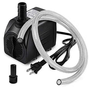 PULACO 160GPH Small Submersible Water Pump with 3.3 ft Tubing | 10Watt Ultra Quiet Fountain Pump (600L/H) for Aquariums, Pond Fountain, Water Feature, Indoor Fountains