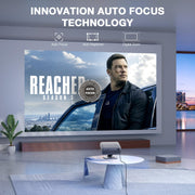 [5000 ANSI & 60W Dolby Audio] 4K Projector with WiFi and Bluetooth,TOF Real-Time Auto Focus Overhead Projector, AuKing Outdoor Movie Home Proyector with Omni-Adjustable Stand(silver grey)