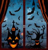 LOKIPA Halloween Window Clings - 7 Sheets Bats & Spiders Window Decals