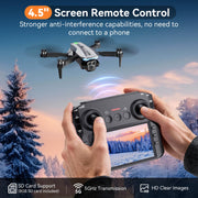 Drone with Camera for Adults, Brushless Quadcopter with Screen, 2 Batteries | 1080P HD camera, 4.5" LCD screen, altitude hold, gesture selfie, 3D flip, travel gift for kids teens, iOS Android