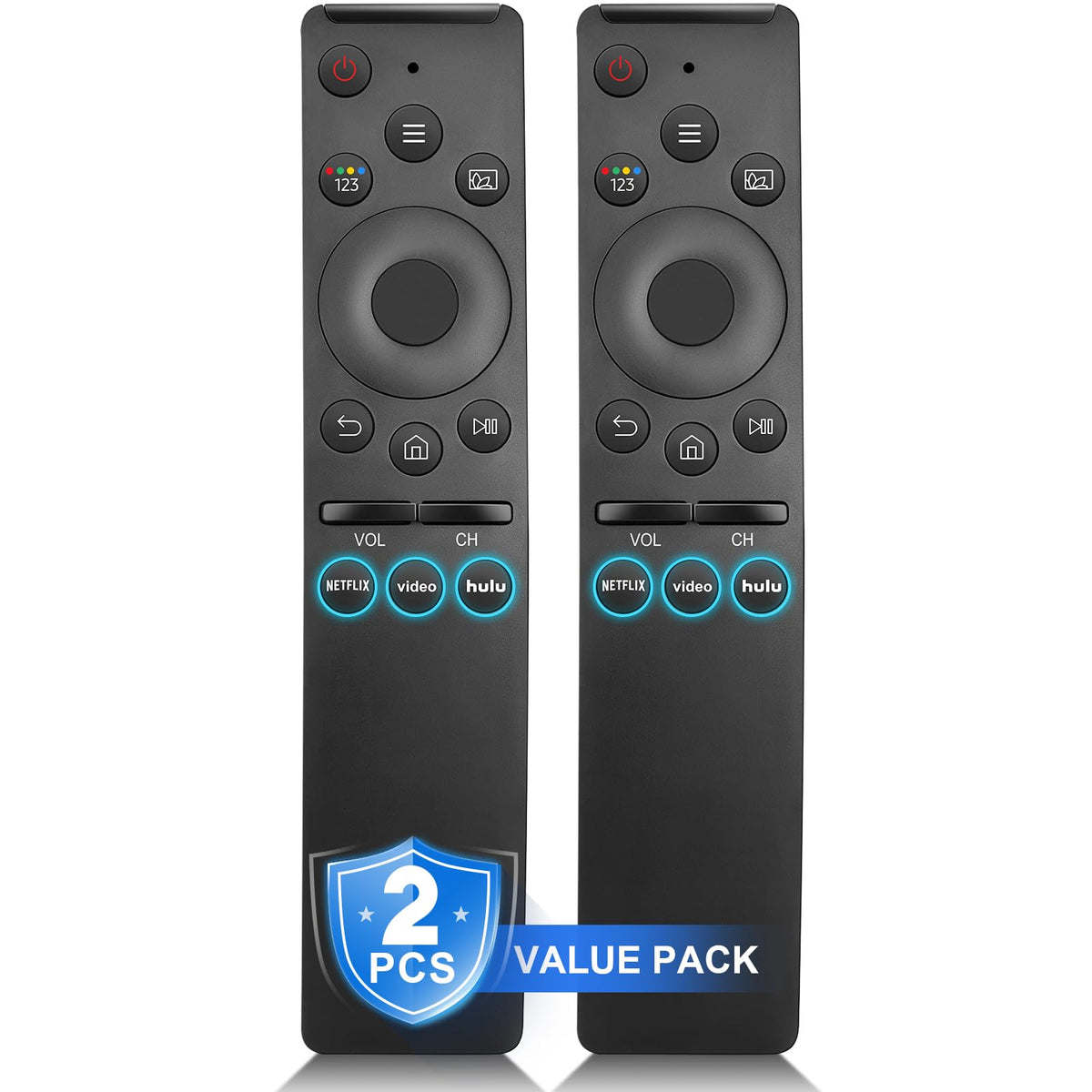 2-Pack Replacement Remote for Samsung Smart TV – No Setup, Instant Response | for 2019–2026 Samsung TV compatibility: works with most models, 2-pack value, instant response, streaming shortcut keys