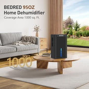 BEDRED Dehumidifier, 95Oz Dehumidifier for Home 1000 Sq.Ft | Quiet, Auto Shutoff, Sleep Mode, 7 Color Ambient Light for Bedroom, Bathroom, Basement (Black)