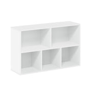 Furinno LUDER Book Shelf, 5-Cube Bookshelf, Reversible Bookcase, 9.4 x 19.5 x 31.5, Easy Assembly, for Living Room, Bedroom, Home Office, White