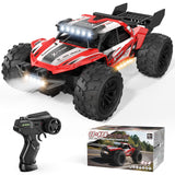 Remote Control Car, 4WD High Speed 30+KPH RC Cars for Boys Age 8-12, 2.4GHz RC Monster Truck Toys, 1:18 RC Truck with 2 Rechargeable Batteries & LED Lights, Birthday Gifts for Adults Kids