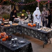 Actilize 3 Pack Halloween Tablecloth-54 x 108 Inch Spider Web Design Black | Halloween Decorations Disposable Plastic Table Covers Spider Web Design for Outdoor Indoor Halloween Party Table Decor