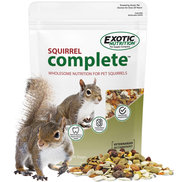Exotic Nutrition Squirrel Complete (4 lb.) - Healthy Natural Food for Squirrels - Ground, Grey, and Flying Squirrels