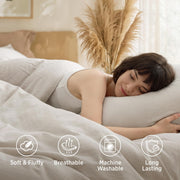 Bedsure Queen Comforter Set Prewashed Soft Bedding Set 3Pcs Beige 90"x90" | GentleSoft, Built to last, all season, bedding, comforter set, warm yet lightweight, gift choice, OEKO-TEX