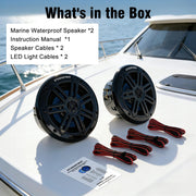 STUDIOFINIX 5.25 Inch 500W Marine Speakers with LED Lights -2 Way Weather Resistant Boat Speakers Perfect for Boats, ATVs, UTVs （Pair,Black）