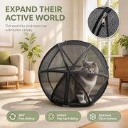 360°Panoramic Rolling Cat Playpen Cat Hamster Ball for Outside | Foldable Breathable Mesh Pet Playpen with Zipper, Portable Lightweight Ball Cage for Indoor Cats, Travel, Lawn & Backyard