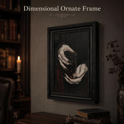 Black Framed Wall Art Gothic Vampire Canvas Print Dark Academia Moody Wine Glass Decor Picture Halloween Spooky Artwork for Living Room Bedroom 9x11 inch