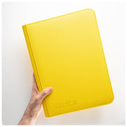 Vault X 9 Pocket Zip Trading Card Binder 360 Cards Exo-Tec (Yellow) | Holds 360 standard-size TCG cards in 20 side-loading 9-pocket pages. Padded, water-resistant Exo-Tec cover.