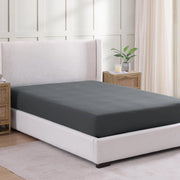 Fitted Sheet Double 135x190-2 Pack - Pre-Washed, Deep Pocket 14" - Charcoal | Bottom Sheet, Soft Brushed, Machine Washable, Shrink Resistant, Breathable, Easy Care, Hotel Quality, OEKO-TEX