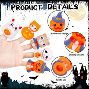 FOIMAS Halloween Finger Puppets, 5pcs Finger Puppets Bulk Pumpkin Ghost Finger Puppet Toys for Kids Trick or Treat Halloween Goodie Bag Basket Filler Decoration Bath