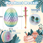 6PCS 3D Printed Dragon Eggs with Dragon Inside, Easter Basket Stuffers Mini Mystery Crystal Egg Fidget Toy, Surprise 3D Printed Animals Toy