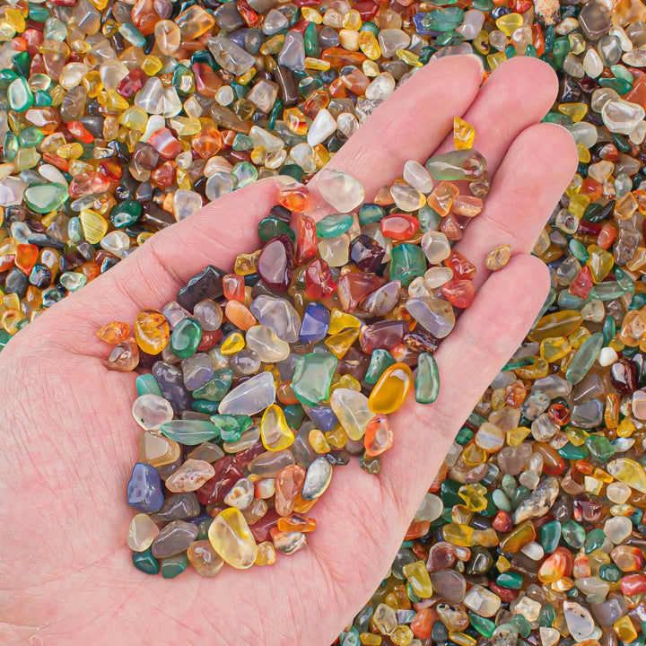 EZEELAI 0.5 Lb/230g Colorful Agate Aquarium Fish Tank Gravel Rocks, Crushed Stone Crystal Chips Bulk Natural Gemstones Pebbles Irregular for Aquarium, Vase Fillers, Succulent Plants Decor