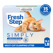 Fresh Step Advanced Simply Unscented Multi Cat Clumping Cat Litter, 18.5 lb | Formulated with No Added Dyes or Fragrances, Ammonia Block Technology, Low Dust, Compatible with Most Automatic Litter Boxes