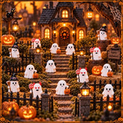 80Pcs Halloween Mini Ghosts Figurines 4 Styles Cute Miniatures Resin Decor