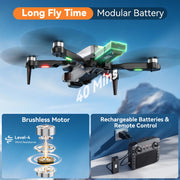 Drone with Camera for Adults, Brushless Quadcopter with Screen, 2 Batteries | 1080P HD camera, 4.5" LCD screen, altitude hold, gesture selfie, 3D flip, travel gift for kids teens, iOS Android