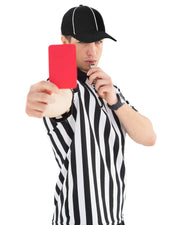 Geyoga 3 Pcs Halloween Referee Costume Set for Men Women | Adult Referee Shirt, Official Black and White Stripe Ref Umpire Jersey, Hat Whistle, Football Basketball, Sports Uniform