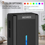 BEDRED Dehumidifier, 95Oz Dehumidifier for Home 1000 Sq.Ft | Quiet, Auto Shutoff, Sleep Mode, 7 Color Ambient Light for Bedroom, Bathroom, Basement (Black)