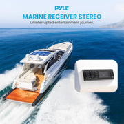 Pyle Bluetooth Marine Receiver Stereo - 12v Single DIN Style Boat In dash Radio Receiver System with Digital LCD, RCA, MP3, USB, SD, AM FM Radio - Remote Control, Wiring Harness - PLRMR27BTB (Black)