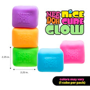 Schylling NeeDoh Nice Cube Glow - Squeeze Toy with a Super Solid Squish - Glows in The Dark - 2.25" Cube - Color May Vary (Pack of 1)
