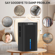 BEDRED Dehumidifier, 95Oz Dehumidifier for Home 1000 Sq.Ft | Quiet, Auto Shutoff, Sleep Mode, 7 Color Ambient Light for Bedroom, Bathroom, Basement (Black)