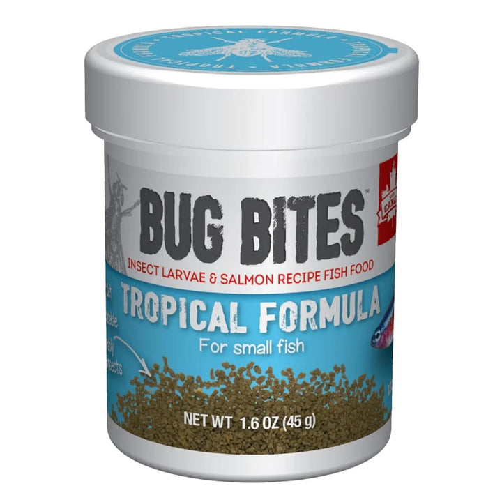Fluval Bug Bites Tropical Fish Food, 1.6 oz. | Small Granules for Small to Medium Sized Fish, A6577