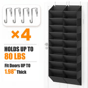 UVIAHOMI 20-30 Pairs Over the Door Shoe Organizer with Side Mesh Pockets | Black 10-Tier Hanging Shoe Storage for Closet, Breathable Door Shoe Rack Holds Sneakers, Boots, Heels & Daily Essentials