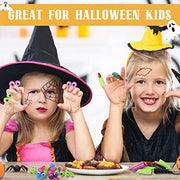 Zubebe 80 Pcs Halloween Witch Fingers Pointers and Googly Eye Rings Set | Fake Nail Covers for Reading, Wiggly Googly Eyeball Rings for Costume, Party Favors for Classroom Halloween Events Cosplay