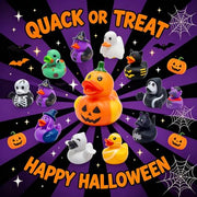 24 Pcs Halloween Party Favors Rubber Ducks,Baby Showers Accessories Bath Toys for Kids Halloween Decorations Trick or Treat Supplies Goodie Bag Fillers (Halloween Card)