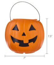 Halloween Pumpkin Treat Pail, Orange, 8", Trick or Treat, Decoration (Orange)