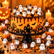 80Pcs Halloween Mini Ghosts Figurines 4 Styles Cute Miniatures Resin Decor