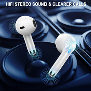 Wireless Bluetooth 5.4 Earbuds, LED Power Display Headphones, 6D Stereo | HiFi Stereo Earbuds, In-Ear Noise Cancelling Mic, 40H Playback Mini Case, IP7 Waterproof Sports Earphones, Android iOS